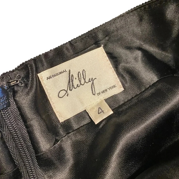 Milly of New York Linen Mohair Wool Blend Black Textured Skirt - Picture 7 of 10
